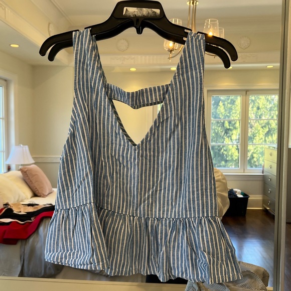 Abound Blue and white stripe tank with open back - Picture 1 of 8